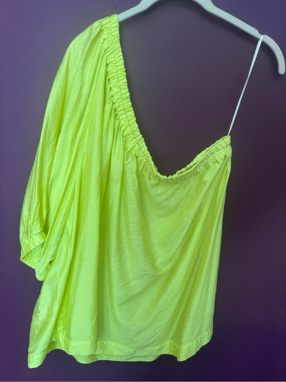 Maeve Neon Lime Off-Shoulder Top